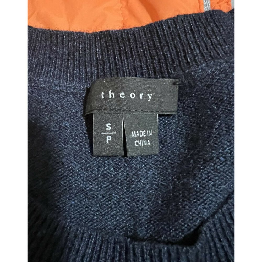 Theory %100 Pure Cashmere Crew Sweater Navy Mens Size Small $300 - Picture 6 of 8